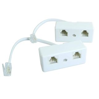 Longdex Two Way Telephone Splitter 2PCS RJ11 6P4C Telephone/Phone Line 1 Male to 2 Female Modular T Adapters Jacks Cable