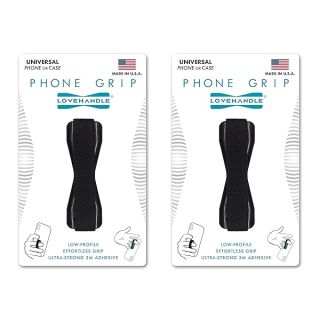 LoveHandle Universal Grip for Smartphones & Tablets - Black Elastic Strap, 2-Pack (LH-01-2PackBlack) - Secure & Convenient!