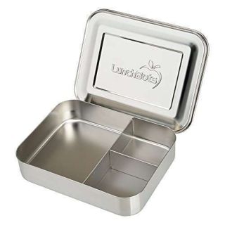 LunchBots Large Trio Stainless Steel Lunch Container -Three Section Design for Sandwich and Two Sides - Metal Bento Lunch Box - Eco-Friendly - Stainless Lid - Staineless Steel