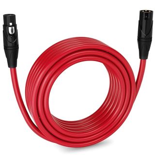 LyxPro 50ft XLR Microphone Cable - Balanced 3 Pin Male to Female for Pro Audio & Recording Devices - Red