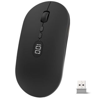 MAGIC-REFINER Wireless Computer Mouse for Laptop with Battery Level Visible, 2.4G Portable Ultra Slim USB Mouse, Silent Click Laptop Mouse 1600 DPI for Windows/Mac/PC/Office