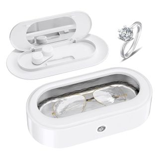 MANKIW Ultrasonic Cleaner Jewelry Cleaner, Portable Professional jewelry Cleaner Ultrasonic Machine with Stainless Steel Tank for Jewelry Eyeglasses Watches Shaver Heads(White)