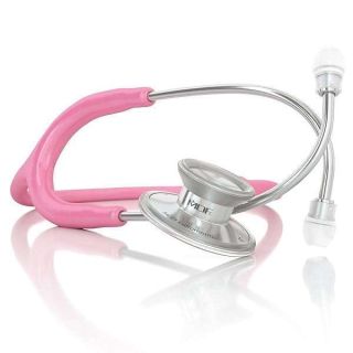 MDF Instruments, Acoustica Lightweight Stethoscope for Doctors, Nurses, Students, Home Health Use, Adult, Dual Head, Pink Tube, Silver Chestpiece-Headset, MDF747XP01