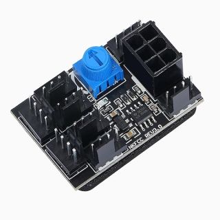 MEIRIYFA 3 Pin 4 Pin Fan Adapter PWM PC Chassis Cooling Fan Hub 8 Way Splitter DC12V Speed Controller with 6 Pin Power Port,Chassis Fan Pressure Regulating Governor