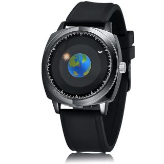 MINILUJIA 50M Waterproof World Map Watches for Men Classic Earth Globe Moon Sun Rotating Eye-catching Cool Unique Mens Watches with Gift Box