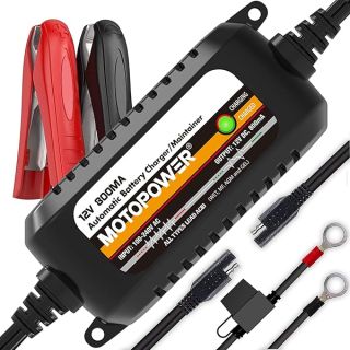 MOTOPOWER MP00205C 12V 800mA Automatic Battery Charger, Battery Maintainer, Trickle Charger, and Battery Desulfator