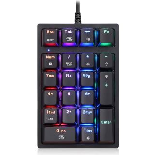 MOTOSPEED Macro Mechanical Numeric Keypad USB Wired 21 Keys Mini Numpad Portable Keypad RGB Backlight Gaming Keypad Extended Layout for Cashier(Fully Programmable Keys)