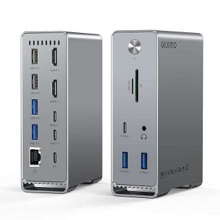 14-in-2 Dual USB-C Docking Station for MacBook Pro - Dual 4K HDMI, 10Gbps, 87W PD, RJ45, SD/TF Slots