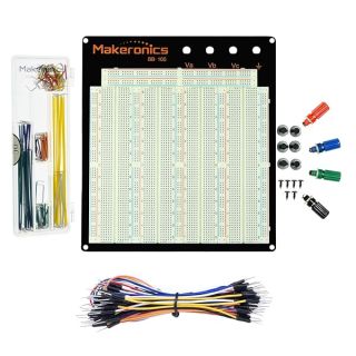 Makeronics Solderless 3220 Tie-Points Experiment Plug-in Breadboard Super Kit with Aluminum Back Plate and 140 U-Shape Jumper Wires + 65 Jumper Wires for Prototyping Circuit/Arduino