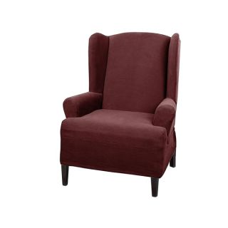 Maytex Pixel Ultra Soft Stretch Back Arm Furniture Cover Wine Red Slipcover, 1-Piece Wing Chair