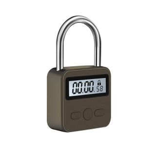 Metal Time Padlock - Multi-Function Timer Lock 99 Hours Max Timing with Electronic LCD Timed Display Micro USB Rechargeable Black