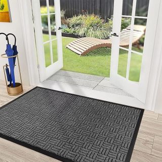 "Durable Mibao Front Door Mat - Heavy Duty Waterproof Welcome Mat for Indoor/Outdoor Entryway, 61.5" x 36", Gray"
