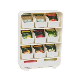 Mind Reader Bag, Tea Station Organizer Countertop Storage, Kitchen, Plastic, 10.25"L x 3.25"W x 13.75"H, White