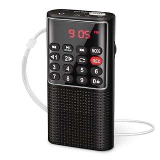 PRUNUS Mini Pocket FM Walkman Radio: Portable, Rechargeable, SD Card Player & Recorder - No AM