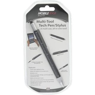 Mobile Edge Multi-Tool Stylus Pen for Touch Screen Tablet and Phone, Twist Open Tech Pen Combo with Screwdrivers, Ruler and Level, Black, MEASPM1