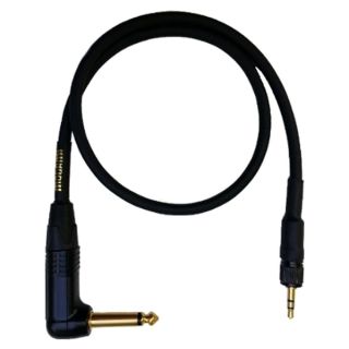 Mogami GOLD BPSE TS-24R Belt Pack Instrument Cable for Wireless Instrument Systems, 1/4" TS Male Plug to 3.5mm Locking TRS Male Plug, Right Angle to Straight Connectors, 24 Inch