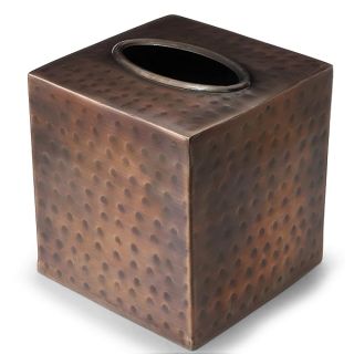 Monarch Abode 19627 Hand Hammered Tissue Box Square Cover Holder and Dispenser, Rust-Resistant Tissue Box for Office & Bathroom - Decorative Hand Hammered Tissue Box - Antique Copper Finish