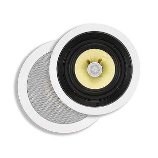 Monoprice 2-Way in-Ceiling Speakers 6.5 Inch (Pair) 60W Nominal, 120W Max, 8 Ohms, 8.07 Inch Cutout Diameter, Aramid Fiber Fiber Cone Driver and Titanium Silk Dome Tweeters, White - Caliber Series