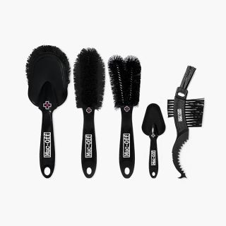 Muc-Off 206 5 Piece Premium Brush Kit - Includes 5 Bike Cleaning Brushes with Durable Nylon Bristles and Ergonomic Rubberised Handles to Minimise Impact