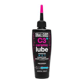 Muc-Off C3 Ceramic Wet Chain Lube, 120 Milliliters - Premium Bike Chain Lubricant with UV Tracer Dye - Formulated for Wet and Harsh Weather Conditions, Pink