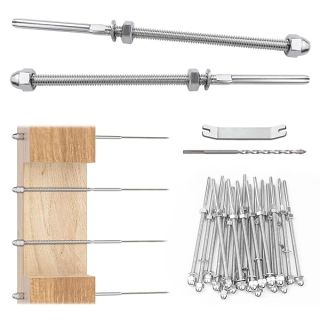 Muzata 20 Pack Cable Railing Kit Hand Swage Threaded Stud Tensioner for 1/8" Cable Railing System 4x4 2x2 Wood Metal Post Cable Railing Hardware T316 Stainless Steel CR39 CA6