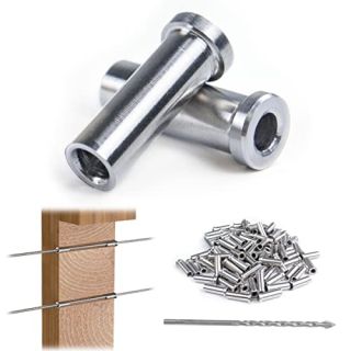 Muzata 40 Pack T316 Stainless Steel Protective Sleeves Cable Railing Kit Cable Railing Hardware for Wood Posts for 1/8" Deck Cable Railing System CR13