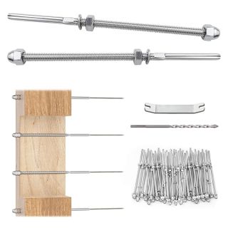 Muzata 60 Pack Cable Railing Kit Hand Swage Threaded Stud Tensioner for 1/8" Cable Railing System 4x4 2x2 Wood Metal Post Cable Railing Hardware T316 Stainless Steel CR39 CA6