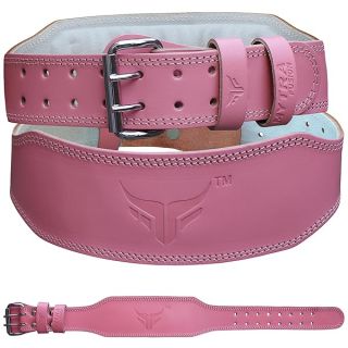 Mytra Fusion Weight Lifting Belt Women Gym Belt 7MM Thick and 4" wide 100% Real Leather Lifting Belts for Women, Ladies weightlifting belt Powerlifting Bodybuilding and Workout belt (Pink, Medium)