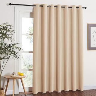 NICETOWN Extra Wide Patio Door Curtain - Energy Smart & Noise Reducing Grommet Thermal Insulated Wide Width Drapes, Sliding Door Curtain for Guestroom(Biscotti Beige, W100 x L84)