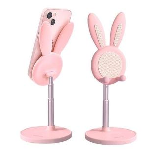 NOCKSY Cute Bunny Phone Holder, Desktop Cell Phone Holder Stand Compatible with All Mobile Phone/Tablet, Height Angle Adjustable, Office Decor Gift for Girl