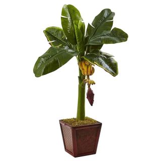 Nearly Natural Banana Tree in Wooden Planter