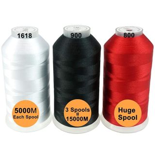 Shop 40 Assorted Polyester Embroidery Thread Packs - 5000M Huge Spools for All Machines - Basic Colors Available!