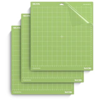 Nicapa 12x12 inch Standard Grip Cutting Mat for Cricut Maker 3/Maker/Explore 3/Air 2/Air/One (3 Pack) Standard Adhesive Sticky Green Quilting Replacement Cut Mats