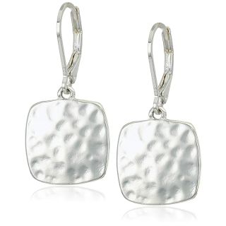 Nine West Classics Women's Silver Tone Soft Square Drop Earrings