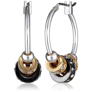 Nine West "High Stakes" Multi-Tone Petite Slider Hoop Earrings