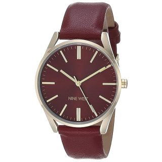 Shop Nine West Women's Japanese Quartz Dress Watch - Red Faux Leather Strap, Model NW/1994GPBY