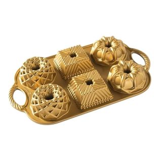 Nordic Ware Geo Bundtlette, 3.5 Cups , Gold