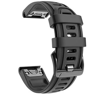 NotoCity 20mm Sport Watch Band for Fenix 6S, 5S, 7S & D2 Delta S - Durable Black Strap