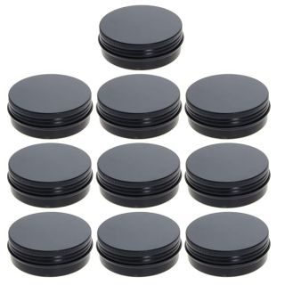 Othmro 10pcs 2oz Metal Round Tins Aluminum Tin Cans Containers with Screw Lid, 68 * 25mm(DxH) Black tin cans for Salve, Spices, Lip Balm, Tea or Candies 60ml