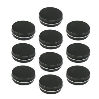 Othmro 15pcs 2oz Metal Round Tins Aluminum Tin Cans Containers with Screw Lid, 68*25mm(DxH) Black tin cans for Salve, Spices, Lip Balm, Tea or Candies 60ml