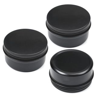 Othmro 3pcs 2.7oz Metal Round Tins Aluminum Tin Cans Containers with Screw Lid, 68 * 35mm(DxH) Black tin cans for Salve, Spices, Lip Balm, Tea or Candies 80ml