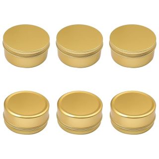 Othmro 6Pcs 5.1oz Metal Round Tins Aluminum Tin Cans Jar Refillable Containers 150ml Tin Cans Tin Bottles Containers with Screw Lid for Salve Spices Lip Balm Tea Candies Gold 83×38mm