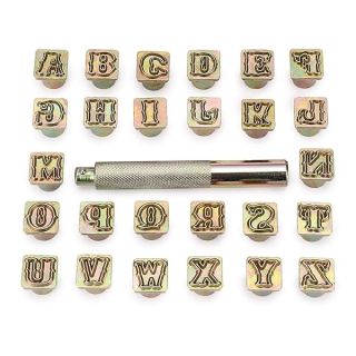 OwnMy Capital Letters Stamp Set, 1/2” / 13mm Alphabet Stamp Tools Set Leather Craft Stamping Tools Leather Art Craft Tool (13mm - 27pcs)