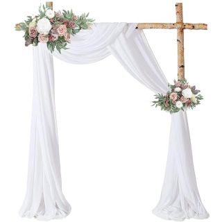 PARTISKY 18FT White Wedding Arch Draping Fabric - Elegant Chiffon Drapes for Ceremony & Reception Decor