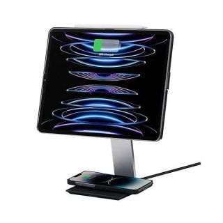 PITAKA Magnetic Wireless Charging Stand Holder Only for MagEZ Case Pro for iPad Pro/iPad mini 6  Adjustable iPad Stand with 15W Wireless Charging Base for Smartphone