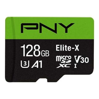 PNY 128GB Elite-X MicroSDXC Card - 100MB/s, Class 10 U3 V30, A1 for 4K UHD & Full HD