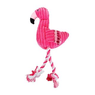 POPETPOP 2Pcs Pet Chew Rope Dog Toys, Plush Flamingo Shape Squeak Rope Toys, Interactive Dog Toys for Small and largre Puppy Dogs Teeth Cleaning (Pink)