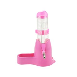 POPETPOP Hamster Water Bottle, Pet Dispenser for Cage with Base Hut Small Pet Nest Hamster Water Bottle Holder(Pink)