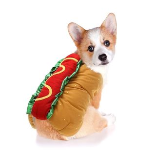 POPETPOP Hot Dog Design Pet Costume, Funny Warm Hoodie for Dogs and Cats, Halloween Christmas Apparel Cosplay for Puppies and Kitten - Size XS