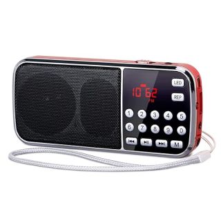PRUNUS J-189 Bluetooth AM FM Radio: Portable Dual Speaker, Heavy Bass, LED Flashlight, Rechargeable MP3 Player - Compact & Versatile!